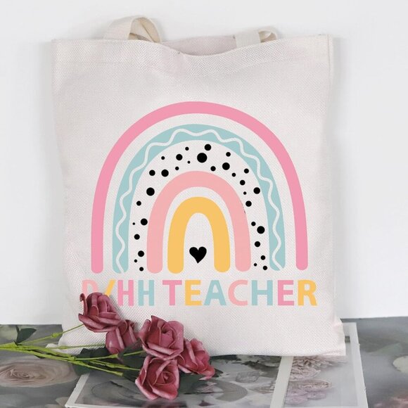 Deaf Education Tote Bag Canvas D/HH Teacher Gift ASL SPED Travel - Picture 5 of 7